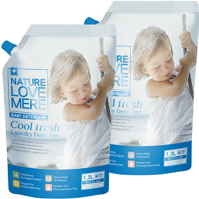 네이쳐러브메레 유아세제 쿨 프레쉬, 1.3L, 2개
