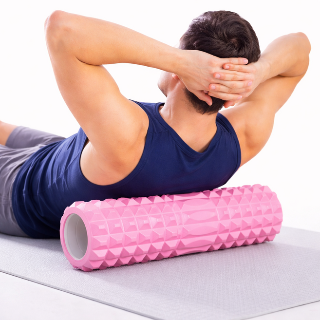 EVA 스포츠 입체 하드돌기 마사지 폼롤러, 핑크, 1개