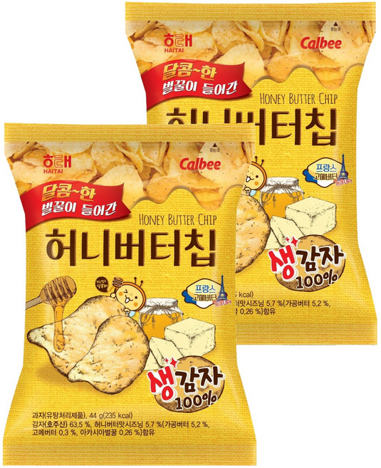 해태제과 허니버터칩, 44g, 2개