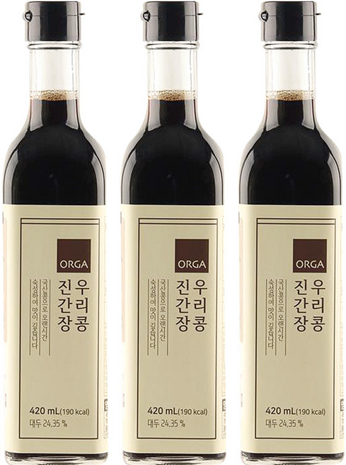 올가홀푸드 우리콩 진간장, 420ml, 3개