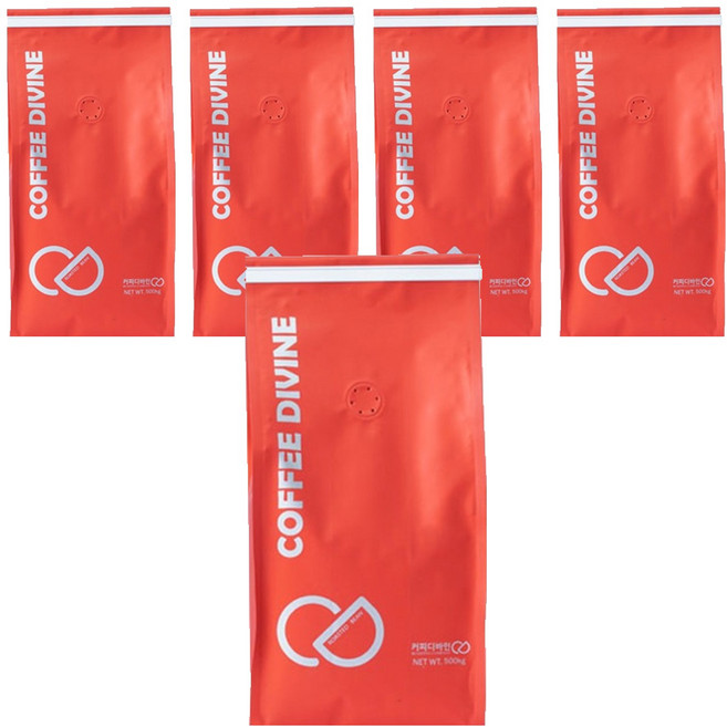 커피디바인 헤이즐넛블렌드 원두 분쇄커피, 500g, 5개, 커피메이커(중간)