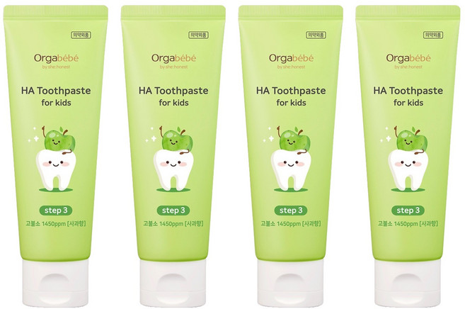 Orgabebe 嬰幼兒用高含氟1450ppm牙膏 蘋果口味, 4個, 100g