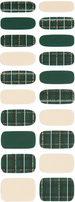 GLOSSYBLOSSOM 凝膠美甲貼 20入, Vintage green check, 1組