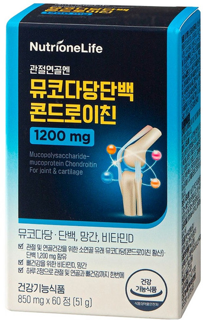 Nutrione 關節軟骨黏多醣蛋白軟骨素 51g, 60錠, 1個