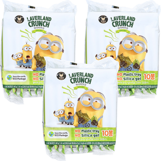 만전김 에코팩 와사비맛김 10p, 40g, 3개