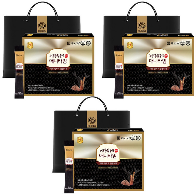 Chong Kun Dang 鍾根堂 Pharm 黃金鹿茸紅蔘萃取液隨身包, 30條, 300ml, 3盒