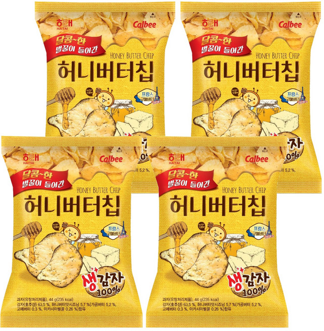 해태제과 허니버터칩, 44g, 4개