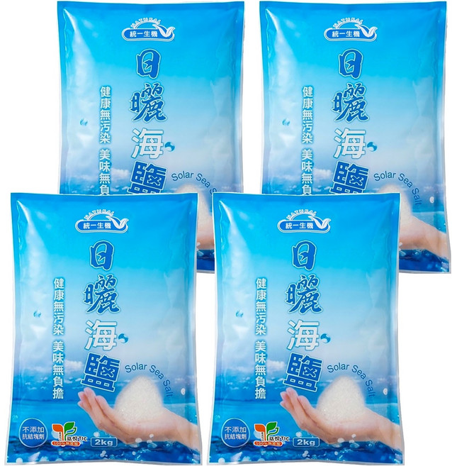 統一生機 日曬海鹽, 2kg, 4袋