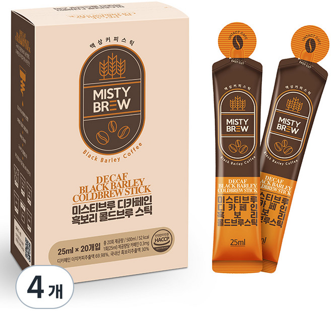 미스티브루 디카페인 흑보리 콜드브루 스틱, 25ml, 20개입, 4개