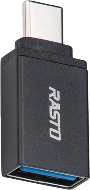 RASTO USB轉Type-C 鋁製 轉接頭 RX59, 黑色, 1個