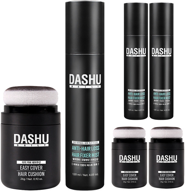 다슈 데일리 이지 커버 헤어쿠션 내추럴 블랙 26g + 헤어 픽서 미스트 120ml, 3개