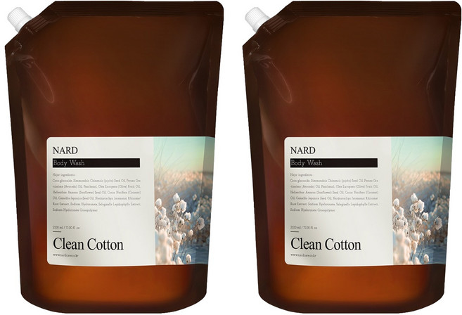 나드 부케가르니 리프레쉬 퍼퓸드 바디워시 클린코튼 리필, 2개, 2.1L