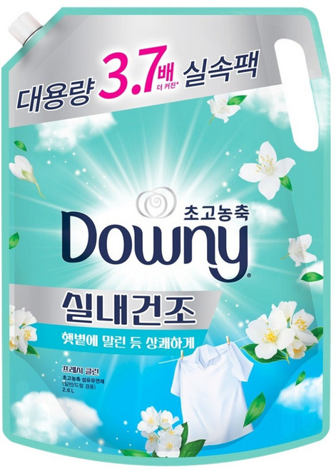 다우니 실내건조 초고농축 섬유유연제 프레시클린 리필, 2.6L, 1개