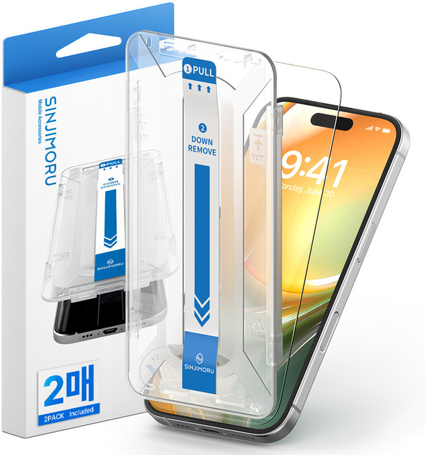 신지모루 듀얼포스 2중 강화유리 EZ틀 휴대폰 액정보호필름 세트, 1세트