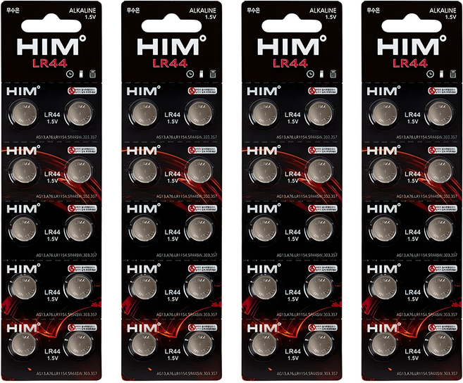 힘 알카라인 코인건전지 LR44, 10개입, 4개