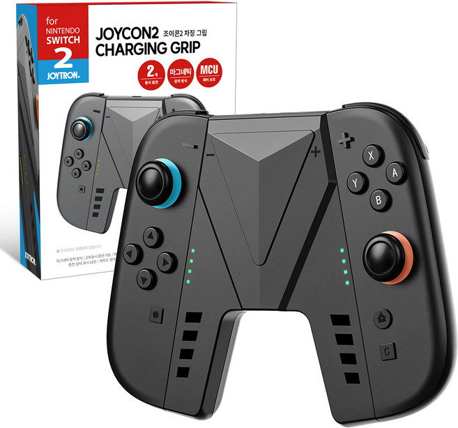 조이트론 닌텐도 스위치2 조이콘2 자력충전 편안한 그립감 차징 그립, 블랙, 1개, SW2-GRIP02