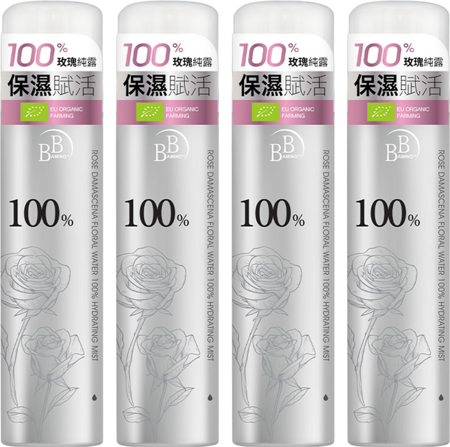 BB AMINO 科研 100%玫瑰花粹保濕噴霧 Rose Damascena Floral Water 100% Rehydrating Mist, 100ml, 4瓶