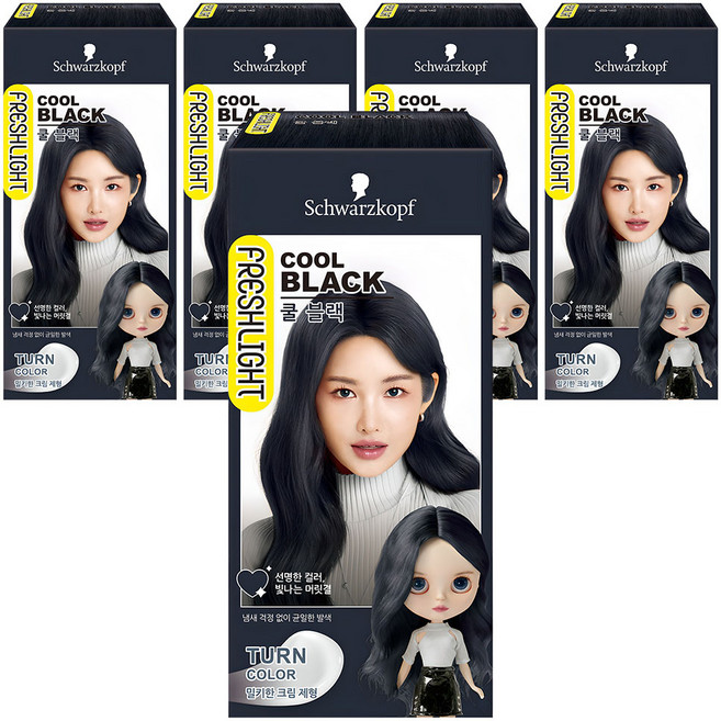 FRESHLIGHT 富麗絲 轉色染髮劑, 冷酷黑, 5盒