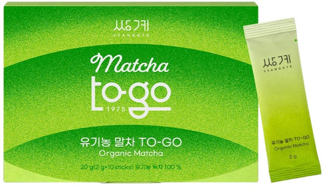 쌍계명차 유기농 말차 투고 스틱, 2g, 10개입, 1개