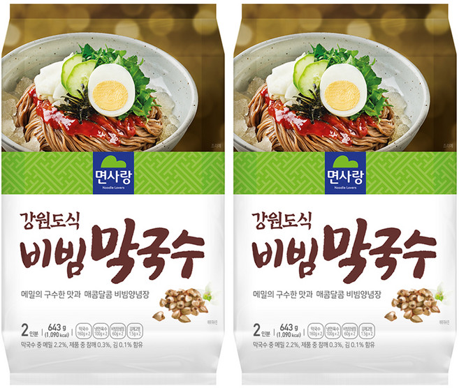 면사랑 강원도식 비빔 막국수 2인분, 643g, 2개