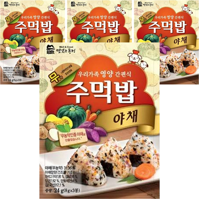 맛있는풍경 주먹밥 야채, 24g, 4개