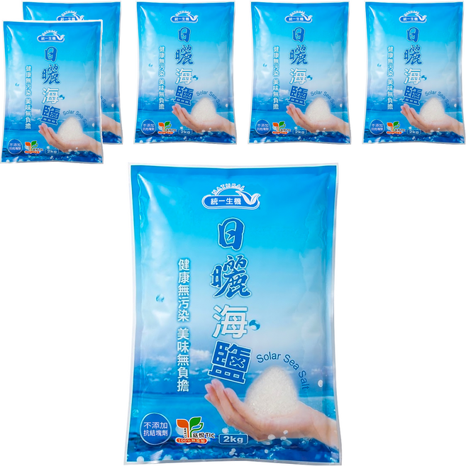 統一生機 日曬海鹽, 2kg, 6袋