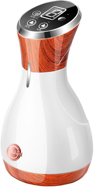 Smart Bearing 智慧魔力 艾絨砭石無線9段控制熱敷刮痧拔罐機 紅光理療 天然砭石 9檔吸力 刮痧走罐 9檔發熱 艾灸拔罐, 木紋紅色