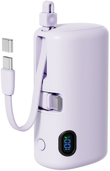 누아트 22.5W PD 고속충전 동시충전 빌트인 케이블 대용량 도킹형 미니 보조배터리 10000mAh C타입, 라벤더