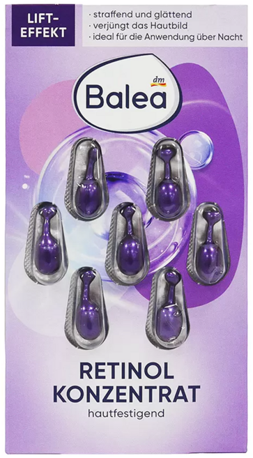 dm Balea 芭樂雅 RETINOL KONZENTRAT 精華膠囊 晚安修護 紫 7粒, 1ml, 1組