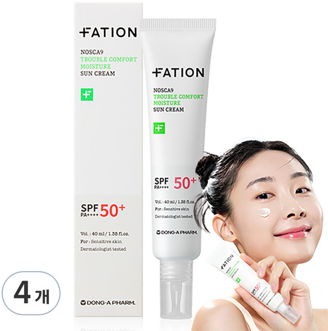 파티온 노스카나인 트러블 컴포트 수분 선크림 SPF50+ PA++++, 40ml, 4개