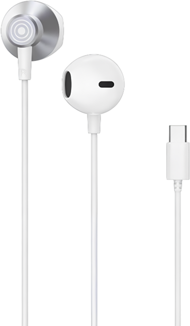 Celebrat TYPE-C 金屬耳塞式可通話耳機, D14, 白色