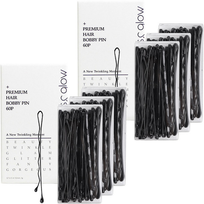 글로스앤글로우 국내생산 프리미엄 웨이브 실핀, 블랙, 120개