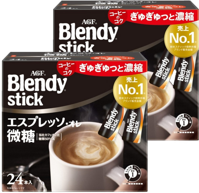 AGF Blendy 義式濃縮咖啡風味即溶飲品 微糖, 5.8g, 24包, 2盒