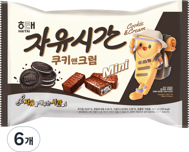 자유시간 쿠키앤크림 미니, 408g, 6개