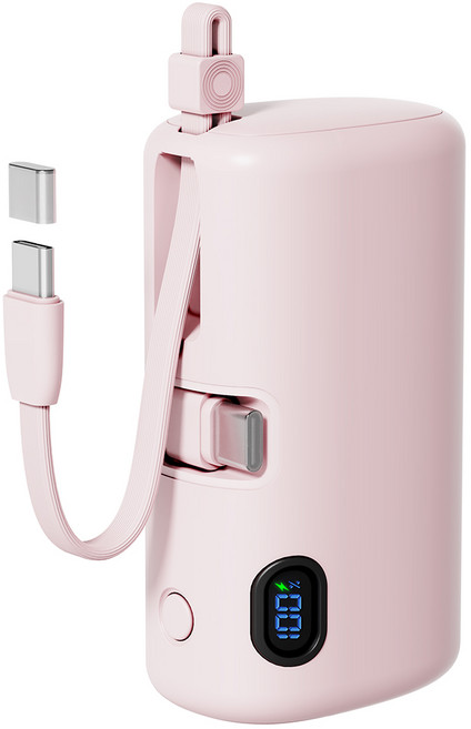 누아트 22.5W PD 고속충전 동시충전 빌트인 케이블 대용량 도킹형 미니 보조배터리 10000mAh C타입, 핑크