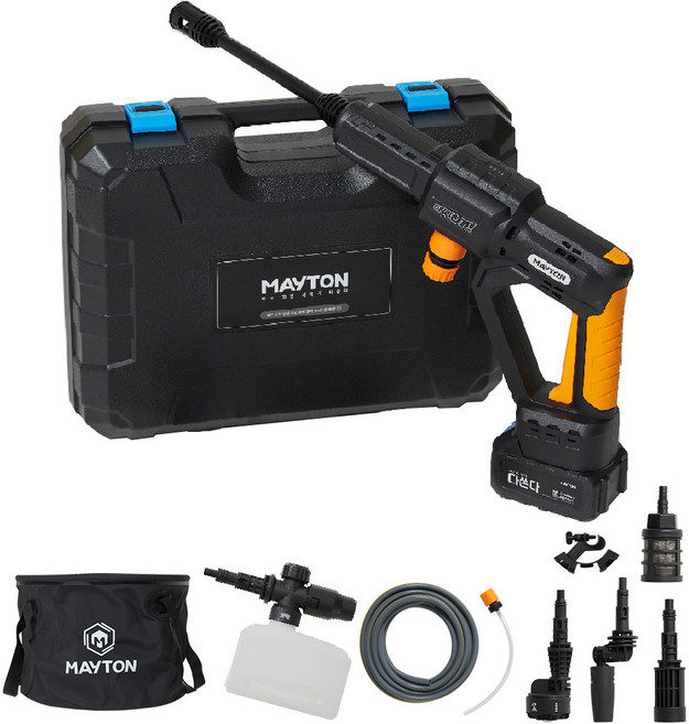 메이튼 다쏜다 무선 고압 세척기, 30cm, 블랙