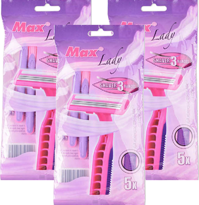 블루마켓 일회용 스테인리스 여성용 면도기, 5개입, 3개