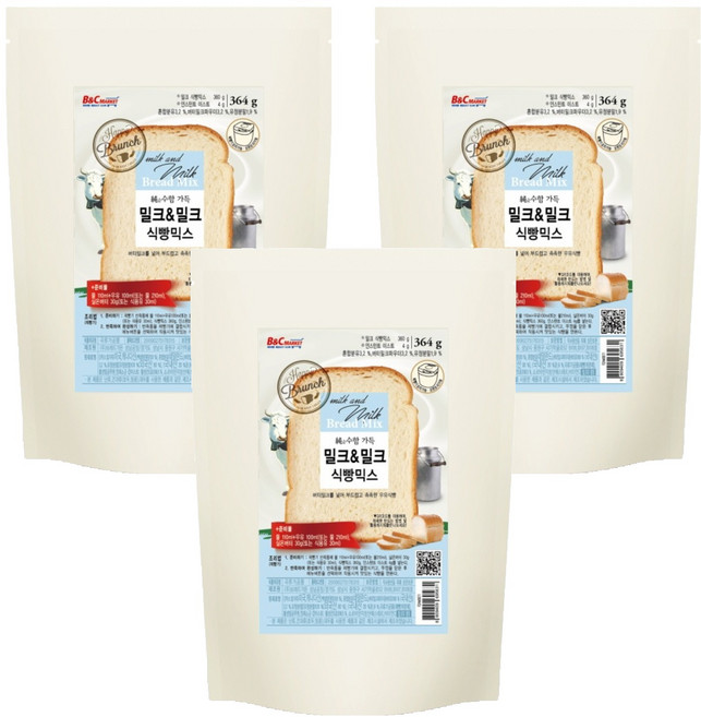 브레드가든 밀크 앤 밀크 식빵믹스, 364g, 3개