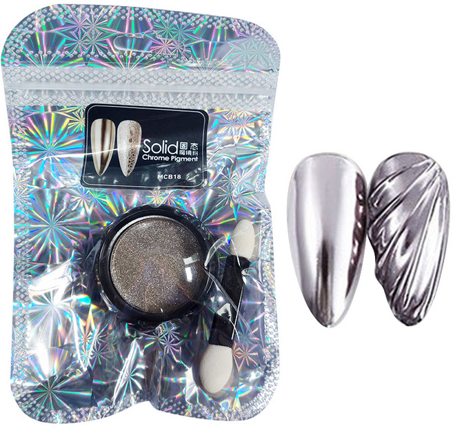 메탈 광채 미러 네일 파우더, 그레이, 1개