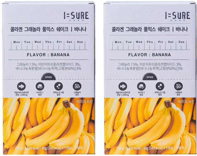 아이슈어 프로틴 그래놀라 풀믹스 쉐이크 바나나맛 7p, 280g, 2개