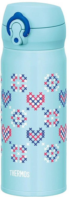 THERMOS 膳魔師 JNL-403K系列 超輕量不鏽鋼保溫瓶, 藍色織紋款, 400ml, 1個