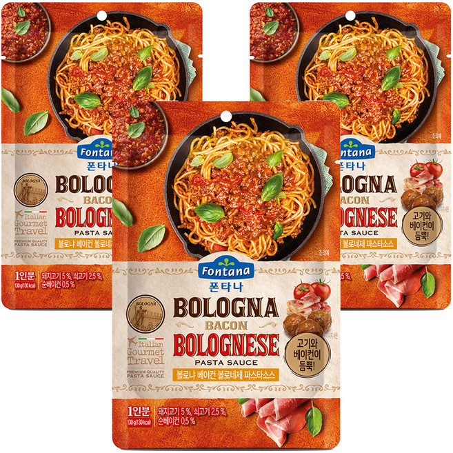 폰타나 볼로냐 베이컨 볼로네제 파스타소스, 130g, 3개