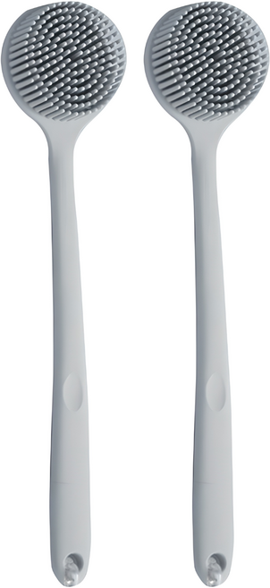 리빙공감 워시 실리콘 양면 바디 소프트 브러쉬, 그레이, 2개, 1개입