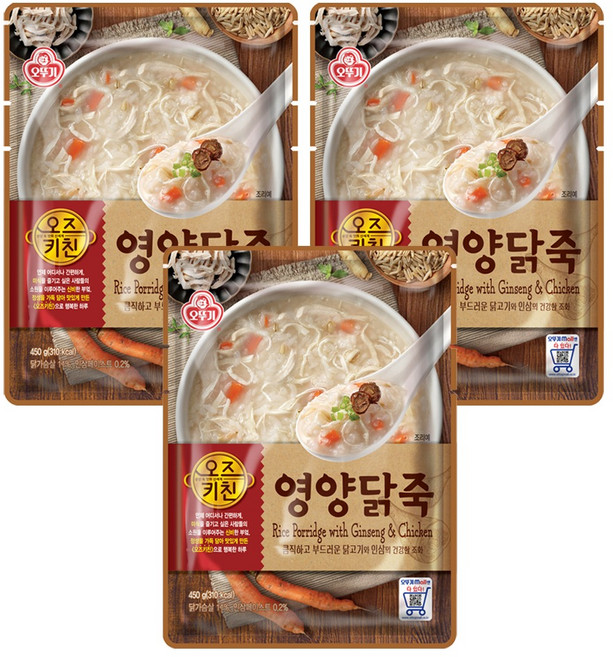 오뚜기 오즈 키친 영양 닭죽, 450g, 3개