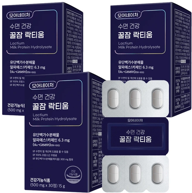 모어네이처 수면 건강 꿀잠 락티움, 30정, 3개 - 쿠팡