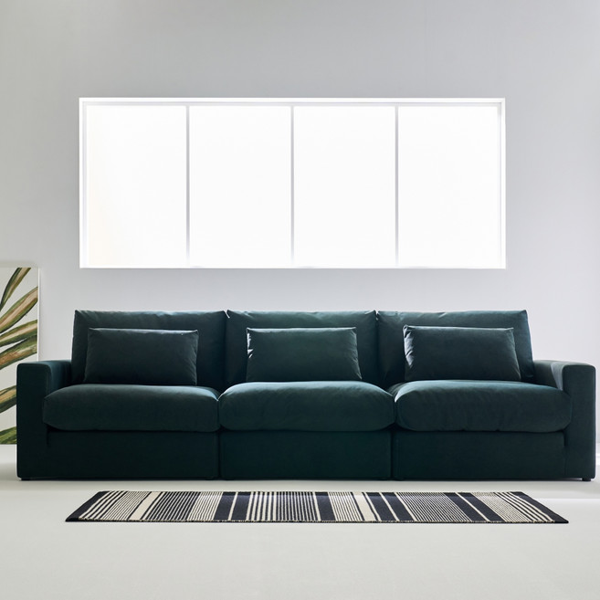 레브 아코니 아쿠아텍스 패브릭 모듈 4인용 소파 + 쿠션 3p 세트 방문설치, 그린