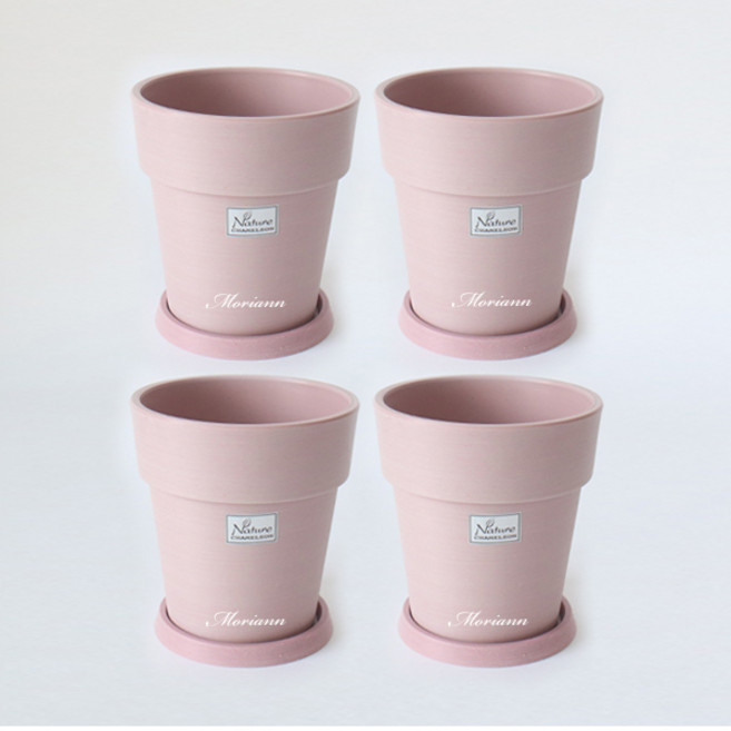 모리앤 라인스먼 플라스틱분 + 받침 4p 세트 원형 1617, 핑크, 1개