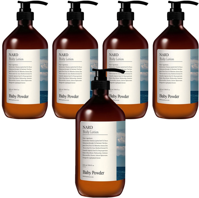나드 부케가르니 모이스처 퍼퓸드 바디로션 베이비파우더향, 1L, 5개