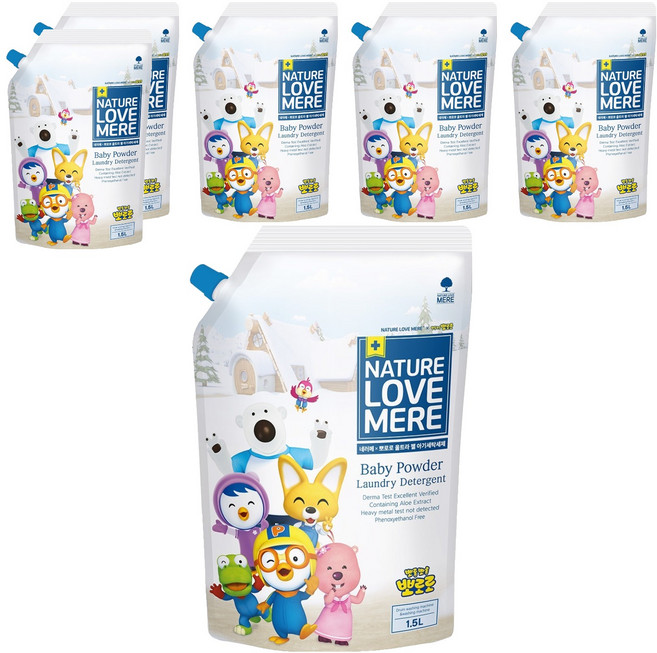 NATURE LOVE MERE Pororo 超濃縮凝膠嬰兒洗衣精 補充包, 1.5L, 6個