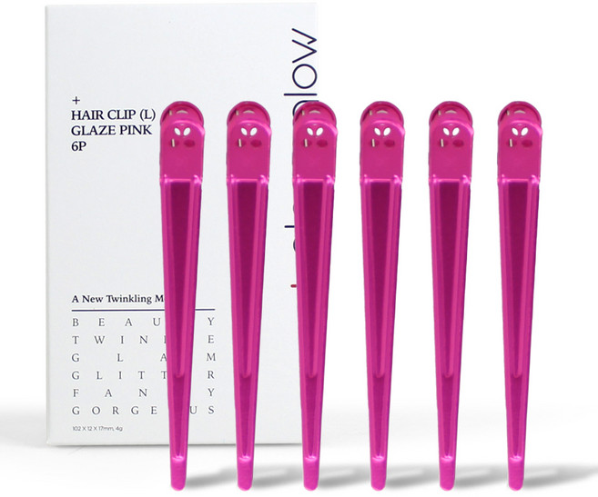 글로스앤글로우 국내생산 자국없는 집게핀 대, 글레이즈 핑크, 6개